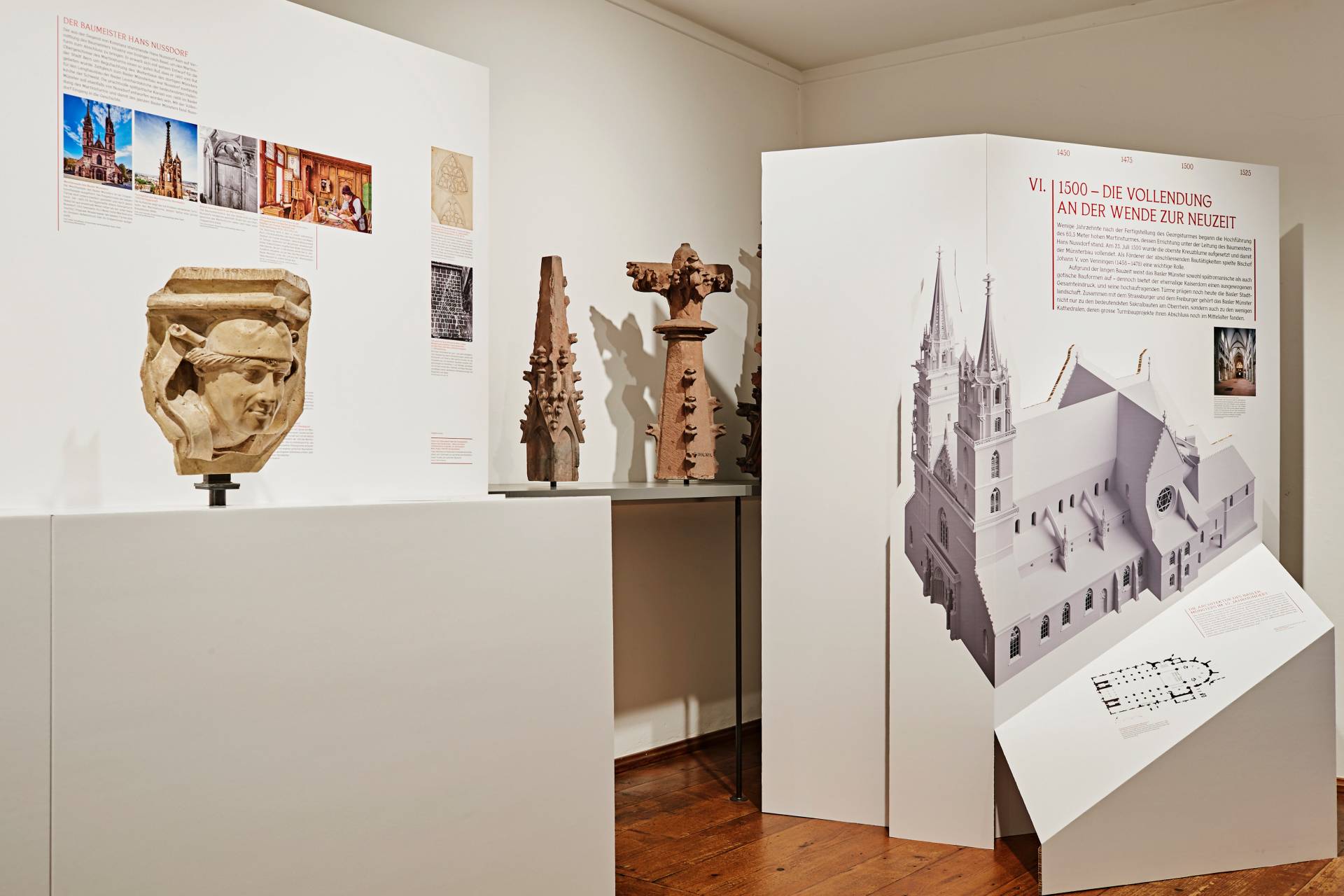 Ausstellungsgrafik »Das Basler Münster – Ein Jahrtausendbau« für das Museum Kleines Klingental, Basel