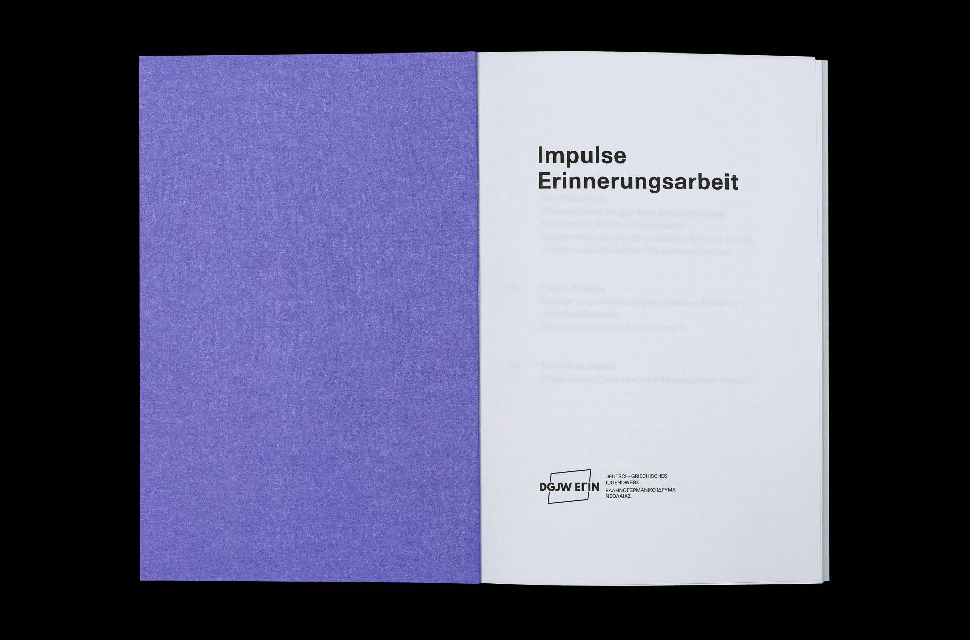 Publikation »Impulse – Erinnerungsarbeit« für das Deutsch-Griechische Jugenwerk DGJW