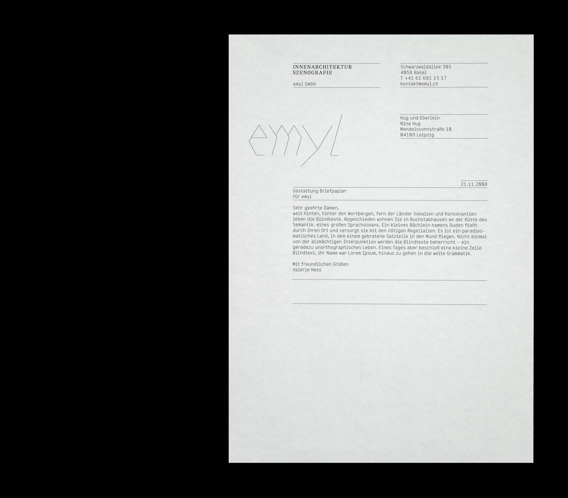 Visuelle Identität Emyl – Innenarchitektur und Szenografie, Basel