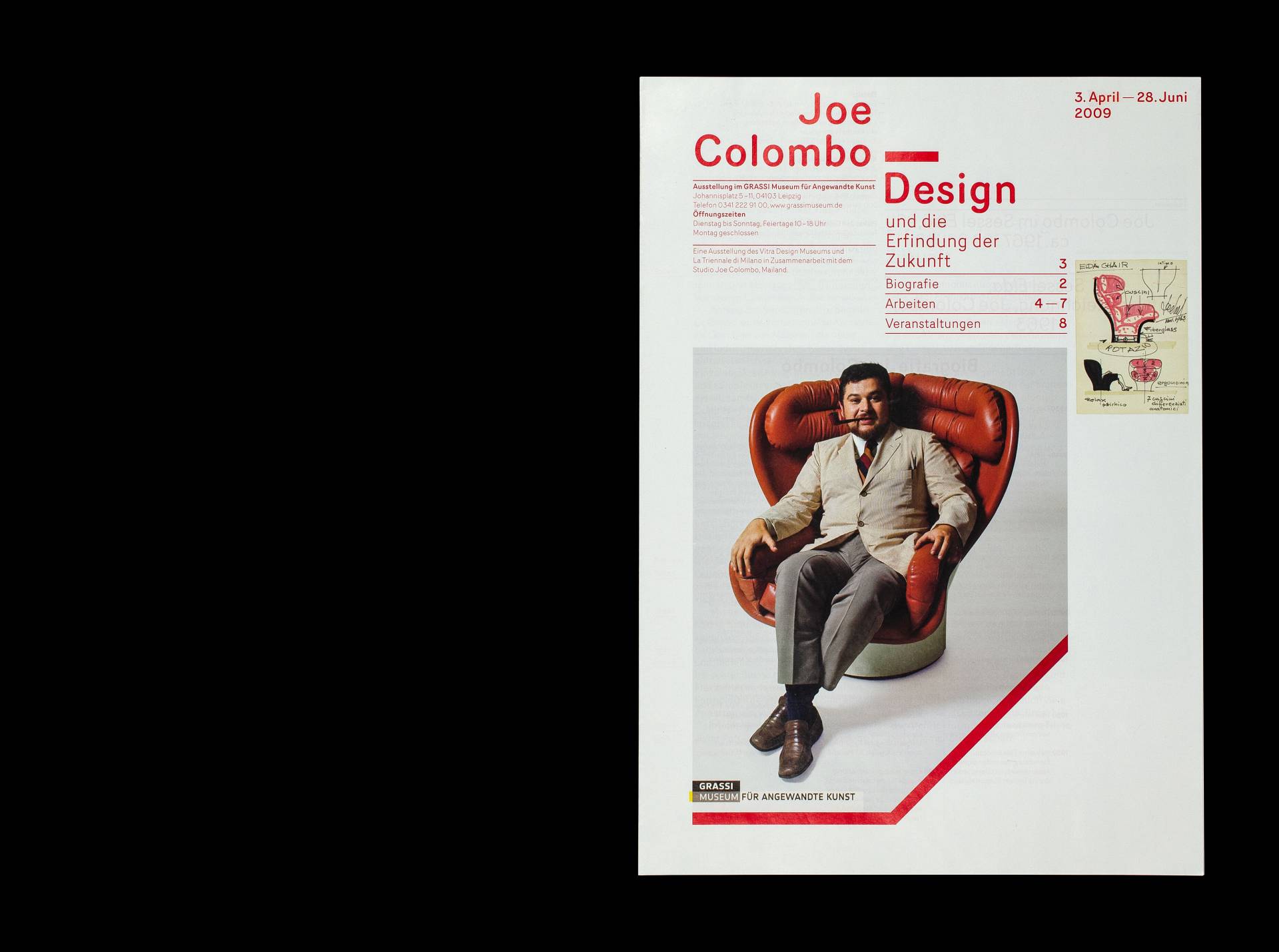 Visuelle Identität zur Ausstellung »Joe Colombo – Design und die Erfindung der Zukunft« für das Grassi Museum für Angewandte Kunst, Leipzig