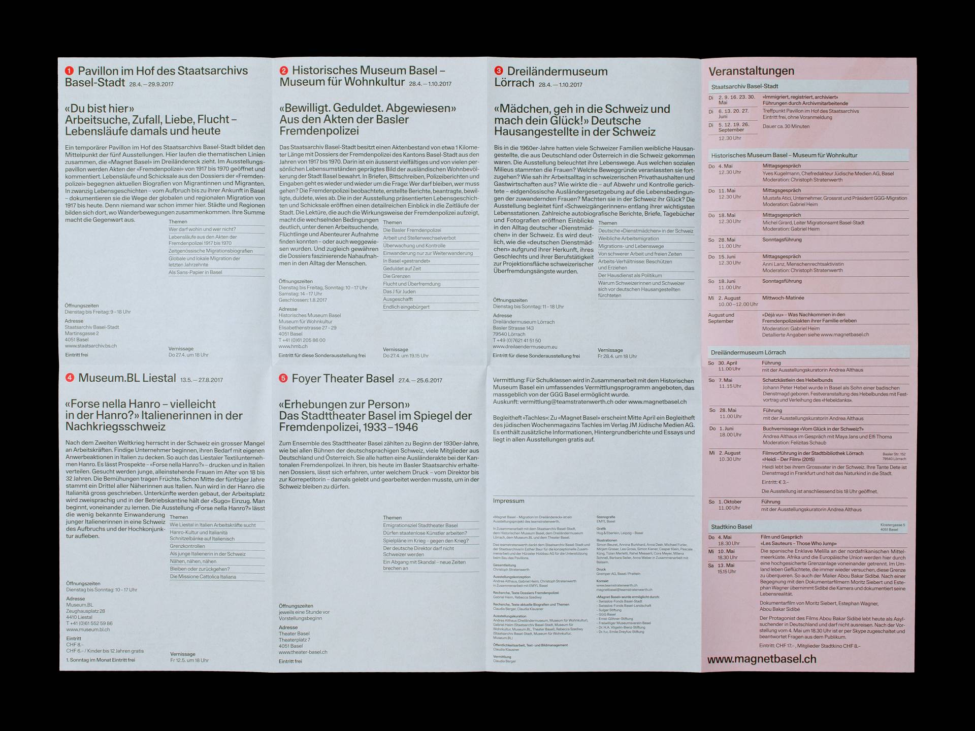 Visuelle Identität »Magnet Basel – Migration im Dreiländereck« für das Team Statenwerth, Basel