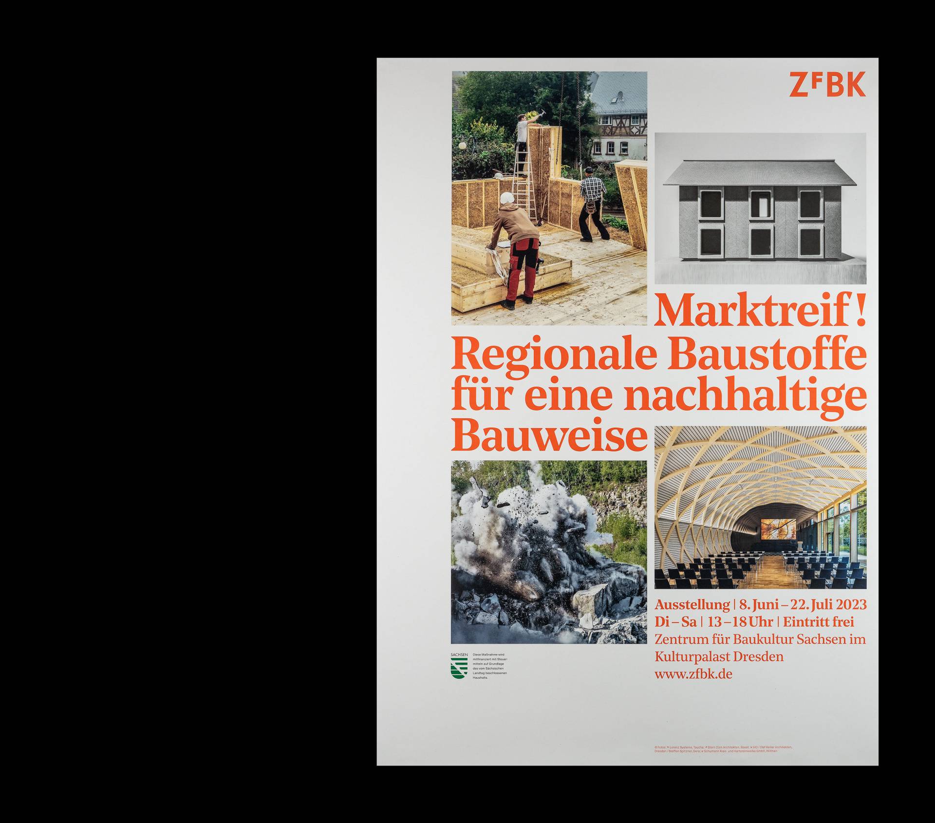 Visuelle Identität zur Ausstellung »Marktreif! Regionale Baustoffe für eine nachhaltige Bauweise« für das Zentrum für Baukultur Sachsen