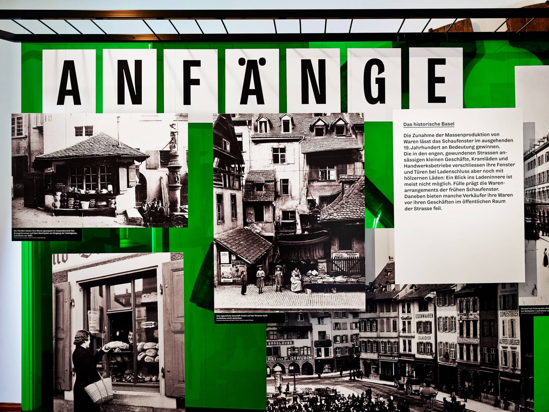 Ausstellungsgrafik »Schaufensterkultur – Inszenierte Warenwelt in Basel« für das Museum Kleines Klingental, Basel