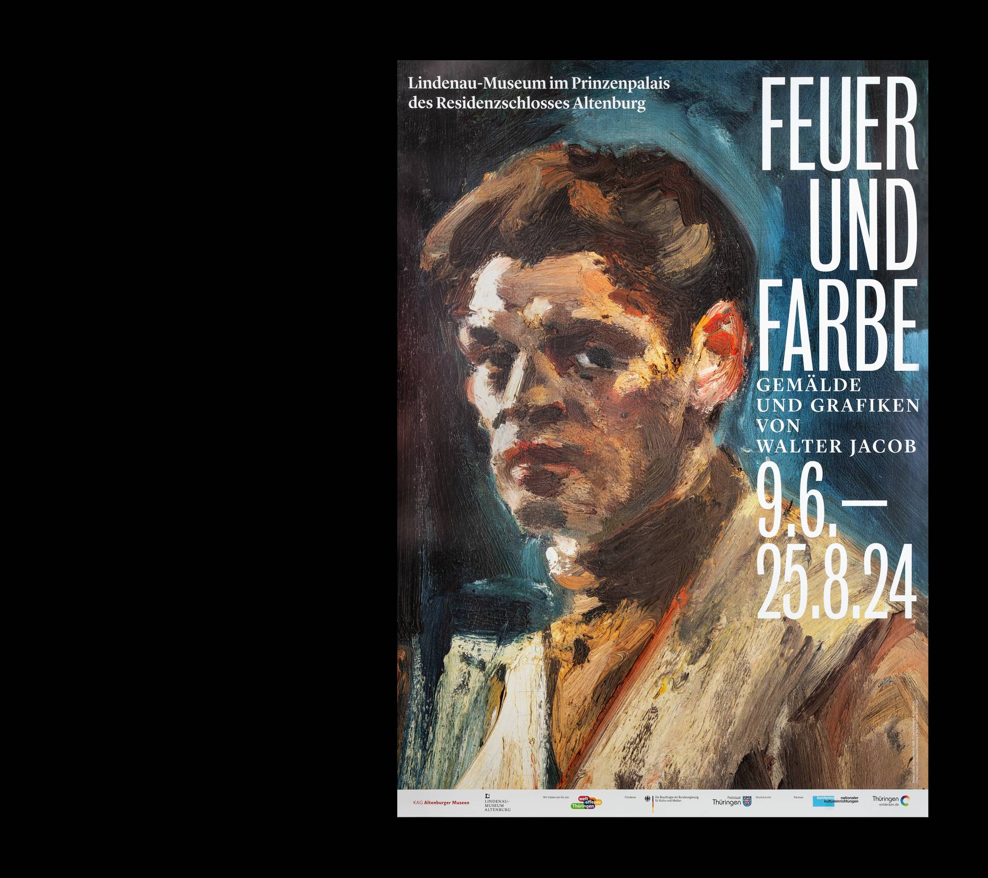 Visuelle Identität »Feuer und Farbe – Gemälde und Grafiken von Walter Jacob« für das Lindenau-Museum Altenburg